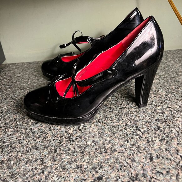 RUBIES Black Patent Leather Mary Jane Platforms - Picture 6 of 16